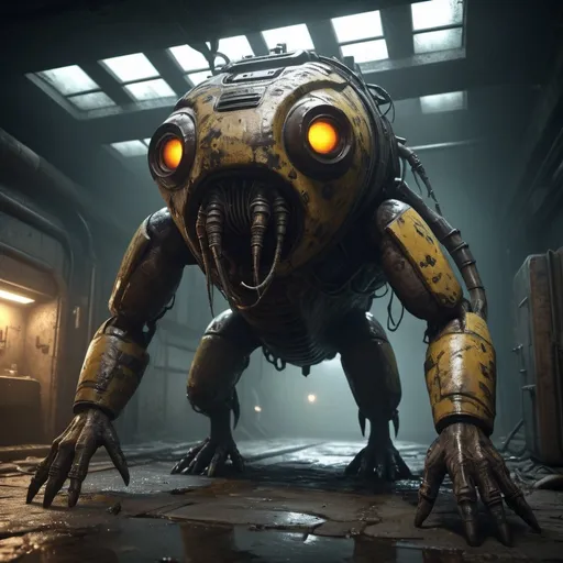 Prompt: giant radioactive radroach, marks indicating radioactivity, fullbody, realistic, 4k, ultra HD, detailed, sewer setting, sci-fi, high-quality rendering, atmospheric lighting, intense gaze, professional rendering, atmospheric lighting, detailed facial features, intense expression, realistic shadows, professional, detailed textures,