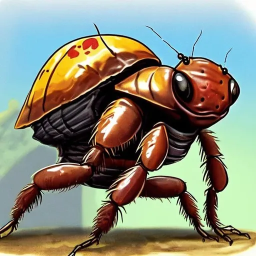 Prompt: Design me a giant radioactive cockroach