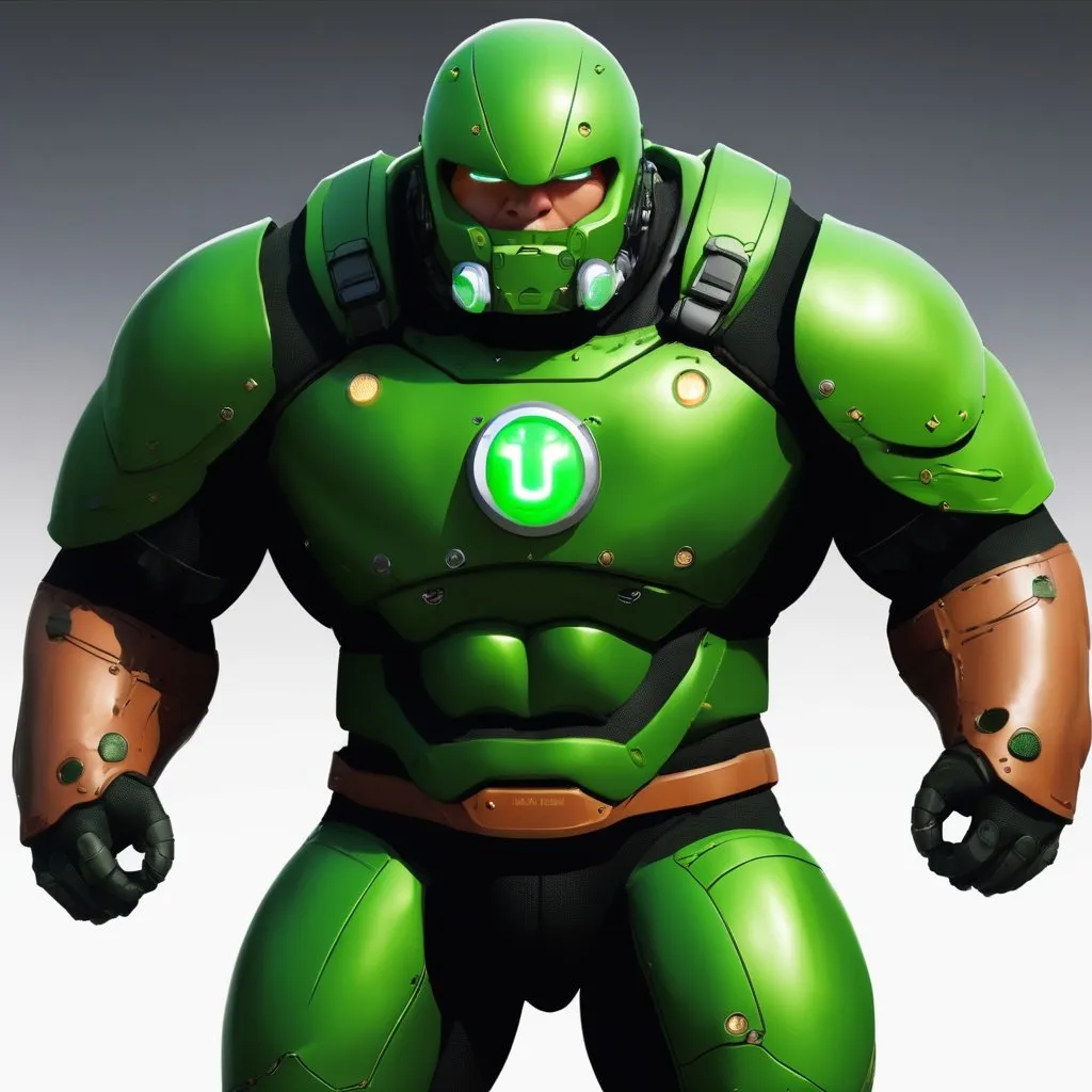 Prompt: design me a green juggernaut suit, realistic, 4k, full HD