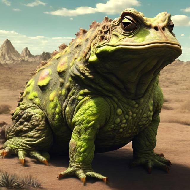 Prompt: Design me a giant radioactive toad, realistic, ultra HD