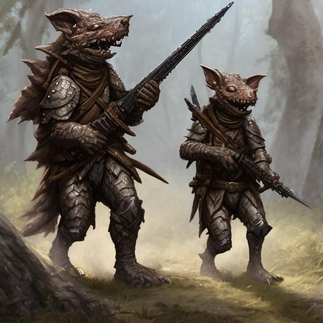 Prompt: Kobold Rifle bearer for DND 5E, realistic, 4k, ultra hd