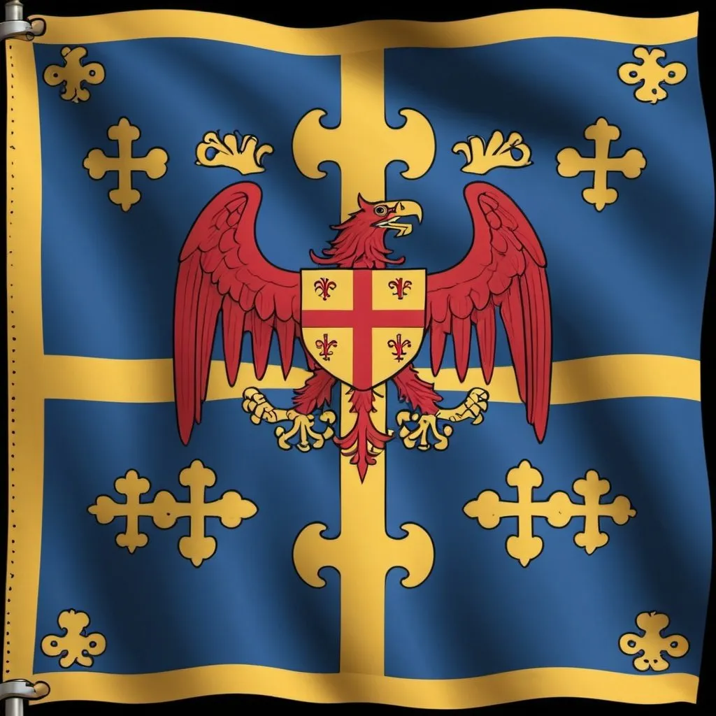 Prompt: Design the flag of a medieval fictional country that existed in Anglo-Saxon England in 877