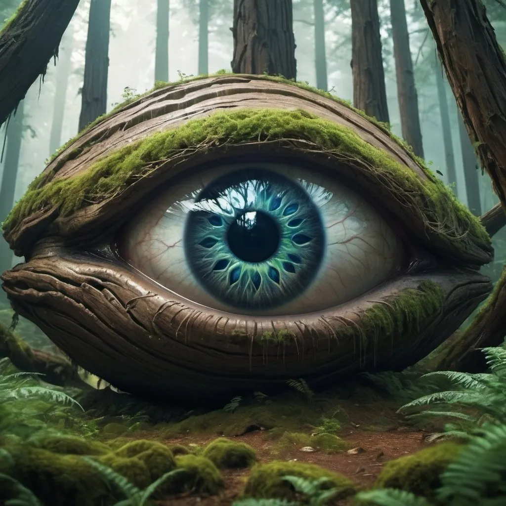 Prompt: Eye Tree Forest, science fiction, realistic, full HD, 4k