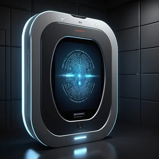 Prompt: advanced biometric reader design, futuristic technology, detailed textures, 4k, ultra HD, professional rendering, atmospheric lighting, realistic shadows, reflective surfaces, high quality