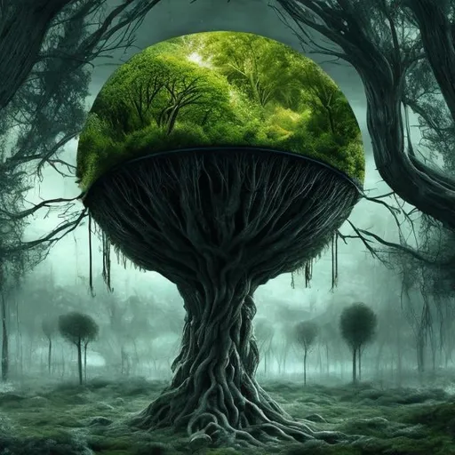 Prompt: Eye Tree Forest, science fiction, realistic, full HD