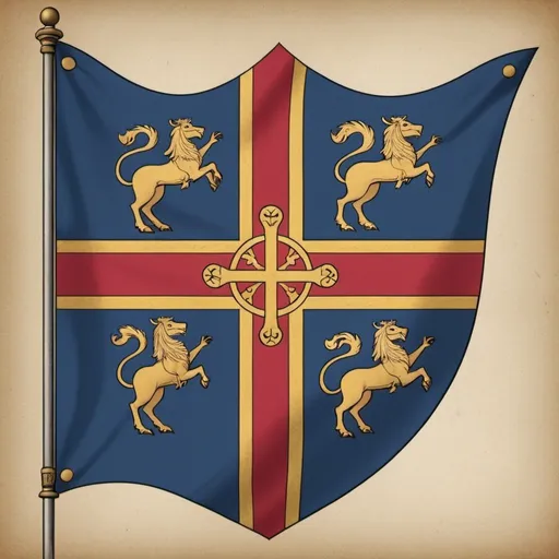 Prompt: Design the flag of a medieval fictional country that existed in Anglo-Saxon England in 877