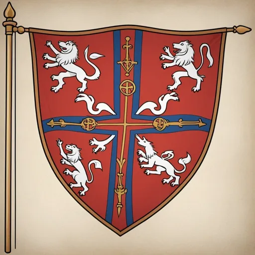 Prompt: Design the flag of a medieval fictional country that existed in Anglo-Saxon England in 877