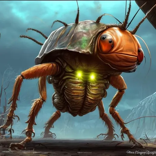 Prompt: Design me a giant radioactive cockroach