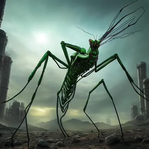 Prompt: Design me a giant radioactive mantis, realistic, 4K, ultra HD