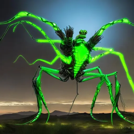 Prompt: Design me a giant radioactive mantis, realistic, 4K, ultra HD