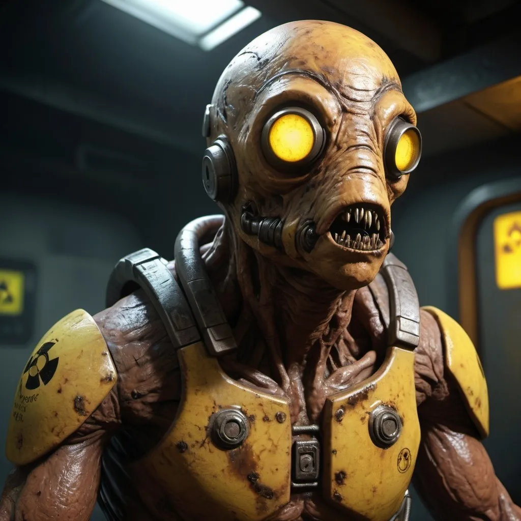 Prompt: radioactive radroach for paranoia board game, marks indicating radioactivity, fullbody, realistic, 4k, ultra HD, detailed, sewer setting, sci-fi, high-quality rendering, atmospheric lighting, intense gaze, professional rendering, atmospheric lighting, detailed facial features, intense expression, realistic shadows, professional, detailed textures,