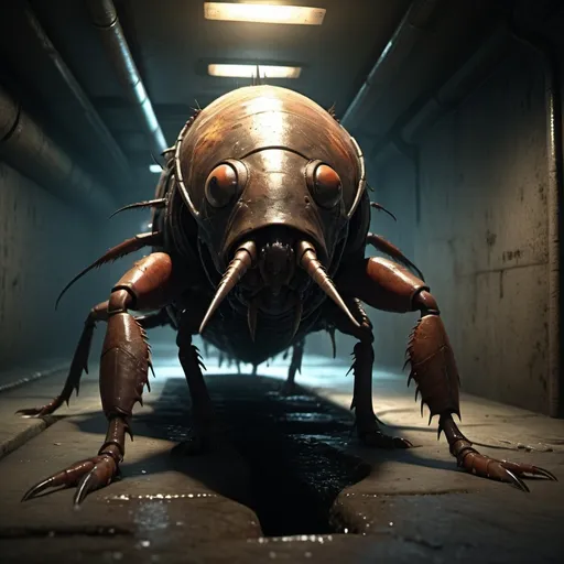 Prompt: radioactive roach for paranoia board game, marks indicating radioactivity, fullbody, realistic, 4k, ultra HD, detailed, sewer setting, sci-fi, high-quality rendering, atmospheric lighting, intense gaze, professional rendering, atmospheric lighting, detailed facial features, intense expression, realistic shadows, professional, detailed textures,