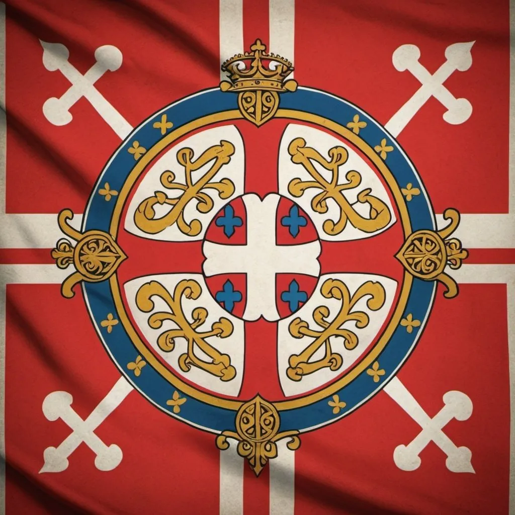 Prompt: Design the flag of a medieval fictional country that existed in Anglo-Saxon England in 877
