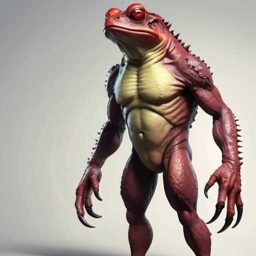 Prompt: Design me a giant radioactive toad, realistic, ultra HD malformed horns, tatered scales, fullbody, realistic, 4k, ultra HD