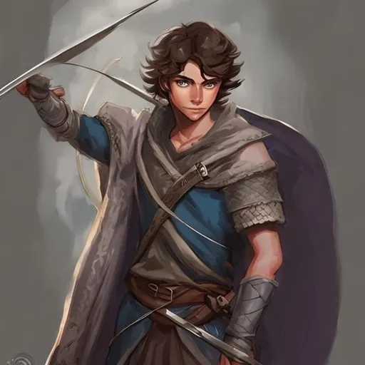 Prompt: young male wizardic archer, DND, blue eyed, more realistic