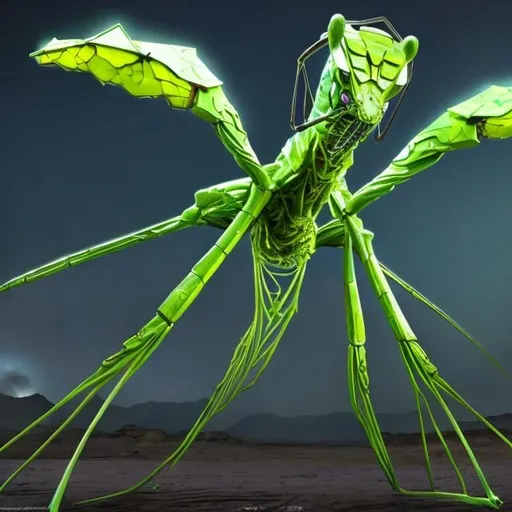 Prompt: Design me a giant radioactive mantis, realistic, 4K, ultra HD