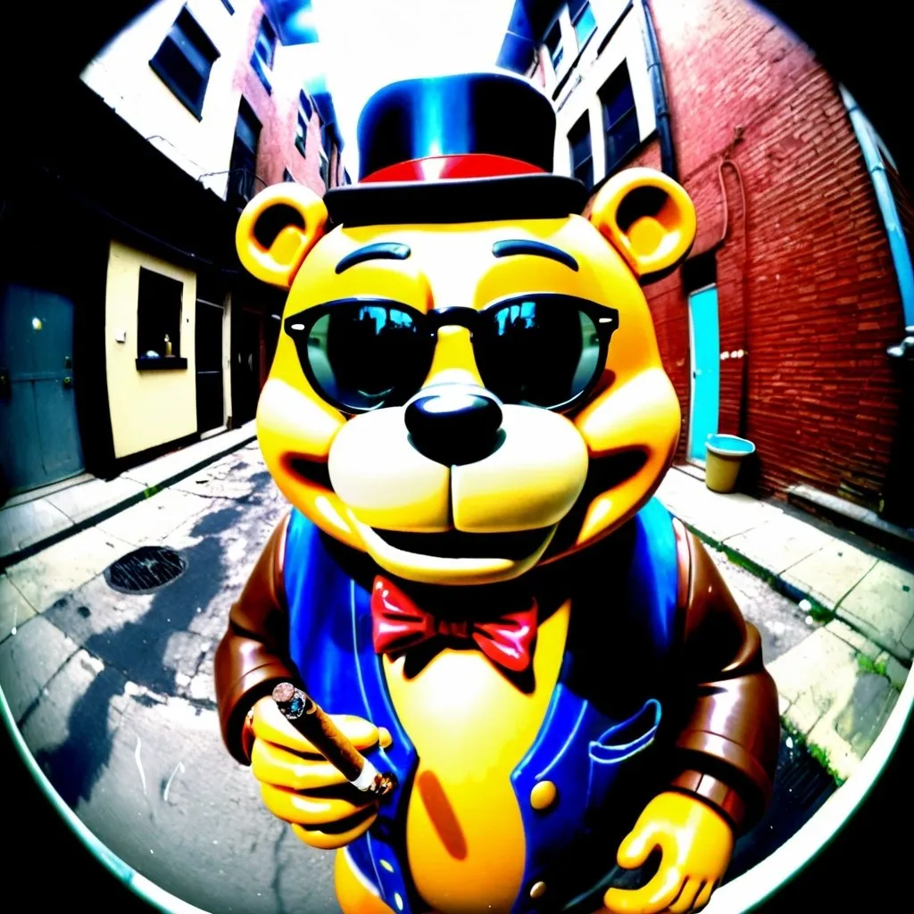 Old cctv footage on a fisheye camera lens of freddy...