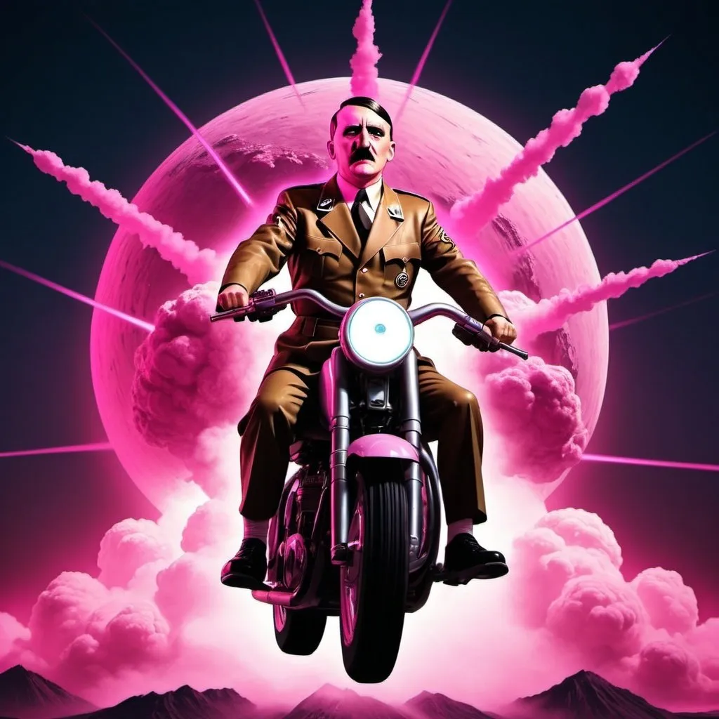 Prompt: SYNTHWAVE HITLER RIDING NUKE