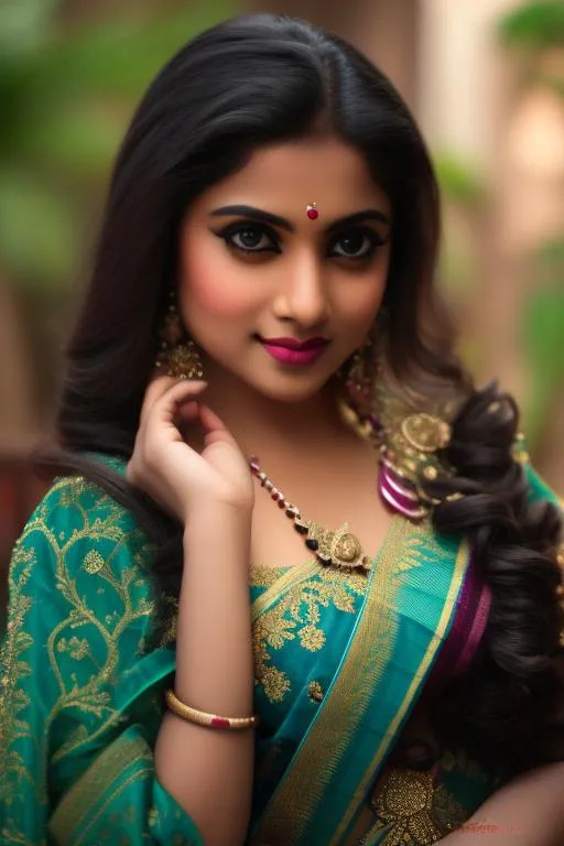 Prompt: Please produce a  picture of a young Indian female, village women, in Saree, body shape 36 24 36, pretty eyes, heart shape lips, cute facial expressions, intricate design and details body parts, ultra-detailed, highest detail quality, ultra-realistic, photography lighting, full length body shot,  photorealistic, cinematic, movie quality rendering, octane rendering, focused, emotional, epic dramatic lighting, 32k UHD resolution --ar 9:16 --quality 2  --s 750 --v 5.1