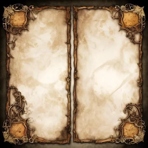 Prompt: medieval parchment blank background, with a narrow demonic border