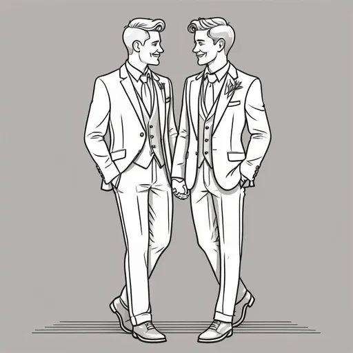 Prompt: lgbt couples, line art, respect, classy,  side profile, happy, Full Length
