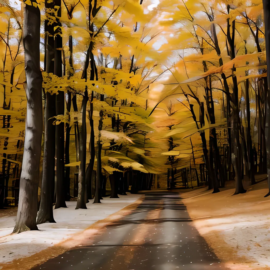 Prompt: Maple Forest, a beauty beyond words. The forest was full of red yellow and white maple trees. The forest was calm, their colors were depleted by the winter and painted with white.