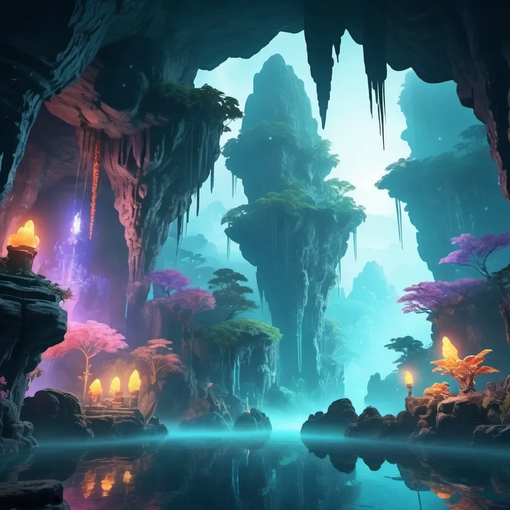 Prompt: asian, fantasy, platformer, cave, build