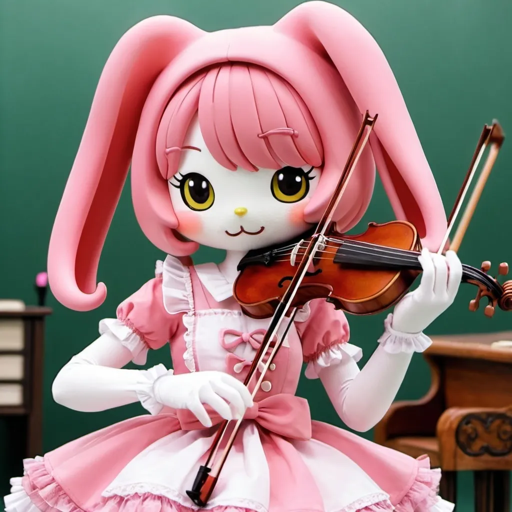 Prompt: my melody anime girl playing violin