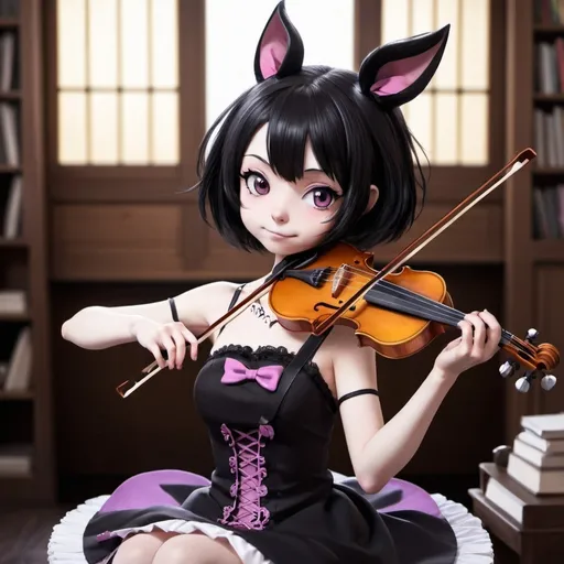 Prompt: kuromi anime girl playing violin