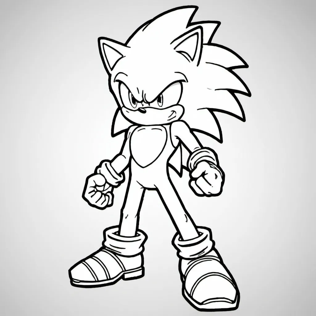 Prompt: create sonic with goku hair for coloring pages for kid so there will be only the lines in black and the other parts at white so we could print it and color