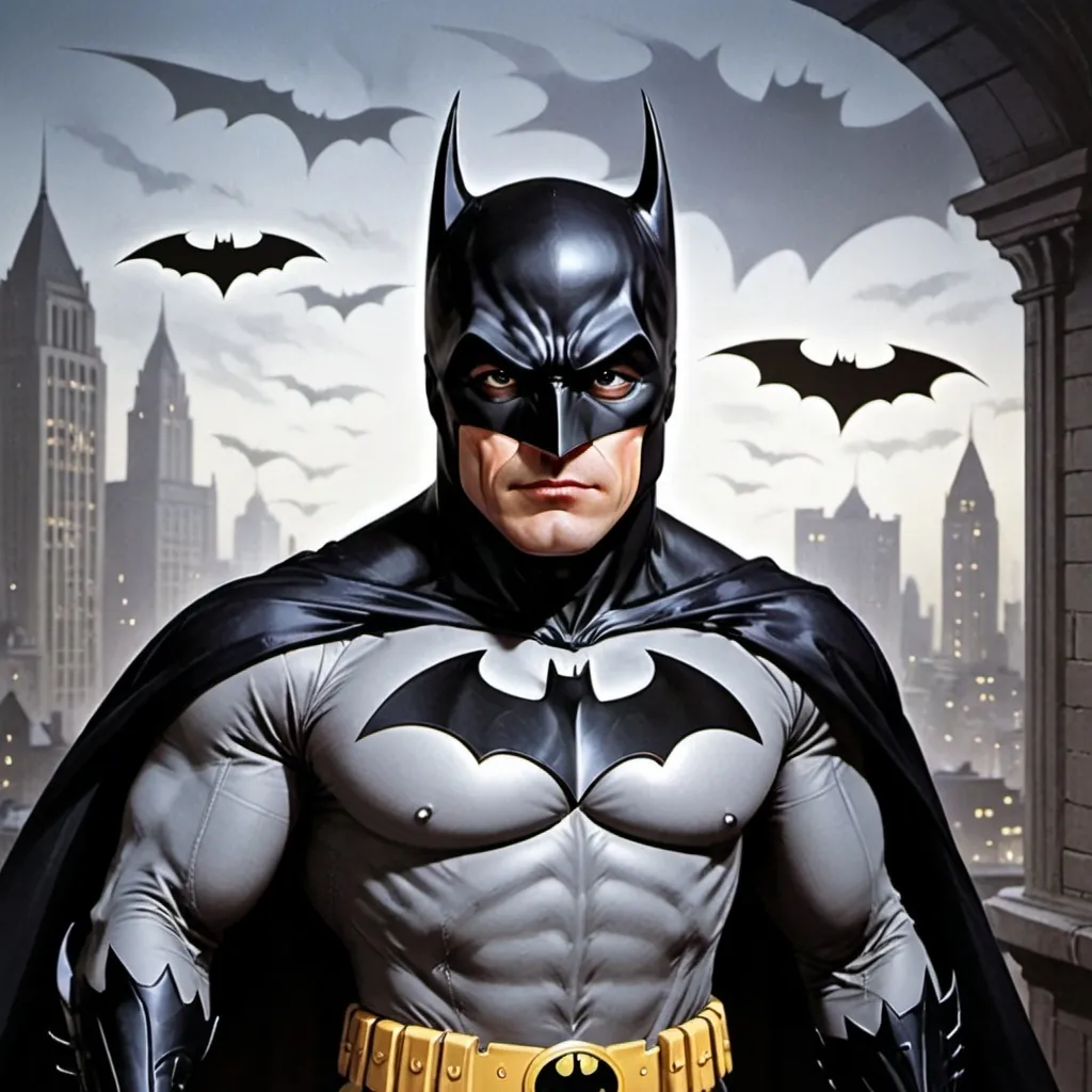 Prompt: Batman, created by Bob Kane and Bill Finger in 1939, is a DC Comics superhero known for his vigilante justice in Gotham using intellect and technology.