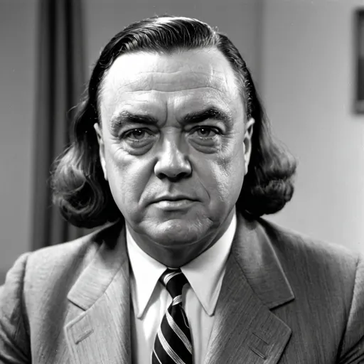 Prompt: J. Edgar Hoover with shoulder-length hair