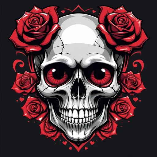 Prompt: For a Valentine’s Day t-shirt featuring a skull, here’s a design idea that combines a bit of edgy and romantic flair:

**Design Concept 1:**
- **Image**: A skull with heart-shaped eye sockets and a mischievous grin, wearing a red rose between its teeth. The skull could be partially cracked to add some visual depth, with small, subtle cracks shaped like hearts.
- **Colors**: Use dark tones like black and grey for the skull, with pops of bright red for the rose and the hearts in the cracks, creating a bold contrast.
- **Text**: The phrase "You Stole My Heart" could be written in a gothic or tattoo-style font above or below the skull. The text could have a slight distressed effect to match the edgy vibe of the skull.
- **Additional Elements**: A couple of small, delicate love hearts scattered around the design to soften the look, and possibly a splash of dark red or pink paint behind the skull for added drama.

**Design Concept 2:**
- **Image**: A symmetrical skull with wings made of hearts, fluttering out from either side of it. The skull could be adorned with a crown of roses or a bowtie for a playful touch.
- **Colors**: The skull could be in classic black and white, while the wings and roses are in bright reds and pinks, giving it a pop of Valentine’s Day color.
- **Text**: The text could say "Love Until Death" in a bold, grunge-style font that matches the skull’s tough appearance. The words could be wrapped around the skull or placed below it in a curved design.
- **Additional Elements**: Little love symbols like arrows, roses, or even a set of crossed bones beneath the skull to complete the gothic, romantic theme.

These ideas balance the toughness of a skull with the tenderness of love, creating a design that speaks to both sides of the Valentine’s Day spectrum!