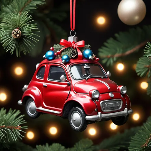 Prompt: A microcar made out of glass and cast iron ornaments, Christmas decoration