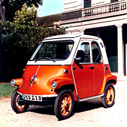 Prompt: A modern microcar as it would have looked like in 1910, vivid colors.