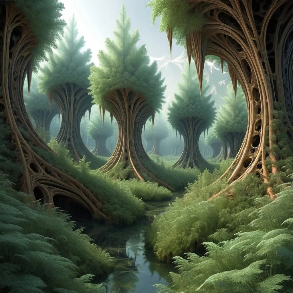 Prompt: Beautiful landscape based on a Lyapunov fractal. Realistic. 