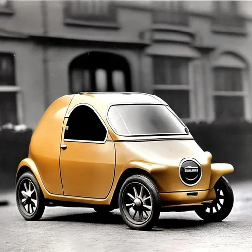 Prompt: A modern microcar as it would have looked like in 1910, in color.