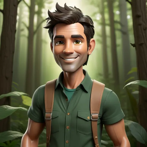 Prompt: 

A vibrant, nature-inspired avatar named Skip, designed for a holistic and organic brand. Skip is a 42 years old charismatic male character with a playful yet wise demeanor. He has tousled dark brown hair, glowing healthy skin, and a kind smile that radiates warmth and positivity. His outfit combines natural tones like forest green and earthy brown, with subtle modern flair (e.g., linen button down shirt with sleeves rolled up and casual pants) Barefoot, to emphasize his connection to nature. Surround him with lush greenery, herbs, and a calming atmosphere, as if standing in a tranquil forest. The style is semi-realistic with soft, inviting colors, emphasizing an organic and holistic lifestyle.