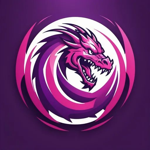 Prompt: A Pink and purple football logo with a dragon

