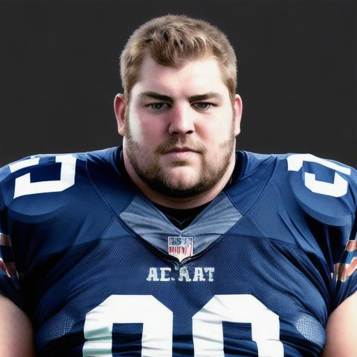 Prompt: Create a face portrait for an American football player; ensure variation from previously used faces; the player is Offensive Lineman named Eli Wilison
