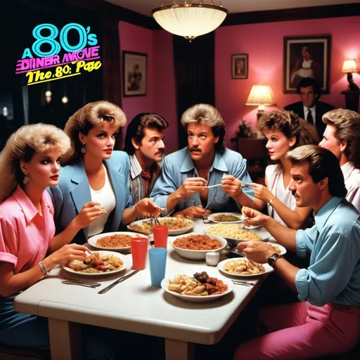 Prompt: Dinner and a movie the 80's page

