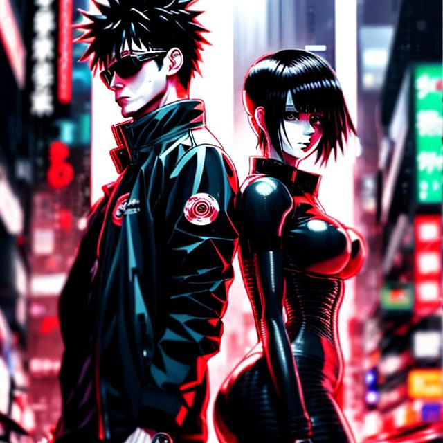 Prompt: Intense 3D anime illustration of Alucard and Seras in a matrix setting, dynamic relationship, cinematic quality, action-packed, detailed character design, dark and moody lighting, cyberpunk, futuristic animation, highres, ultra-detailed, anime, dynamic pose, professional, atmospheric lighting, intense relationship