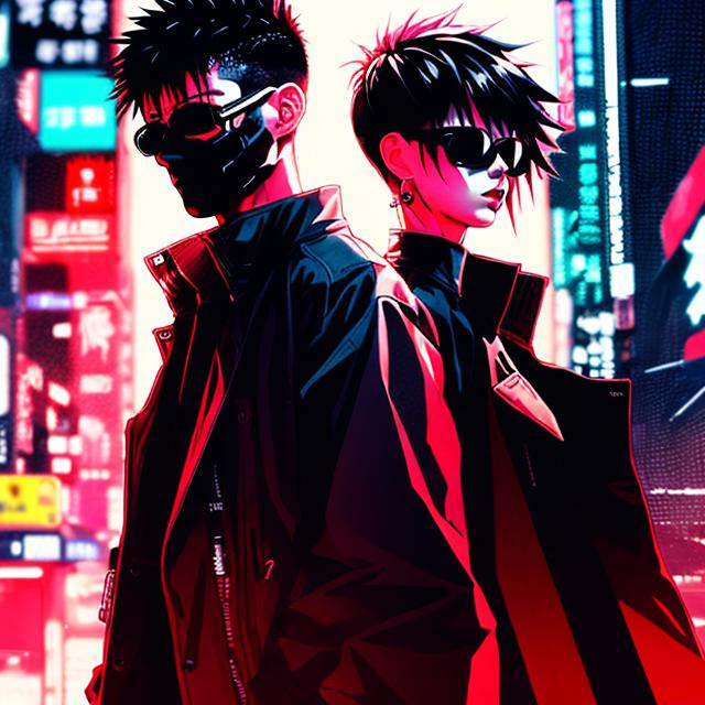 Prompt: Intense 3D anime illustration of Alucard and Seras in a matrix setting, dynamic relationship, cinematic quality, action-packed, detailed character design, dark and moody lighting, cyberpunk, futuristic animation, highres, ultra-detailed, anime, dynamic pose, professional, atmospheric lighting, intense relationship