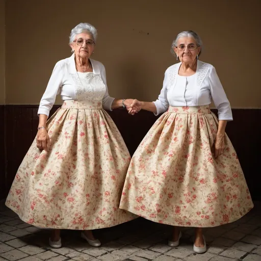 Prompt: Dos lobos vestidos de abuela tejiendo