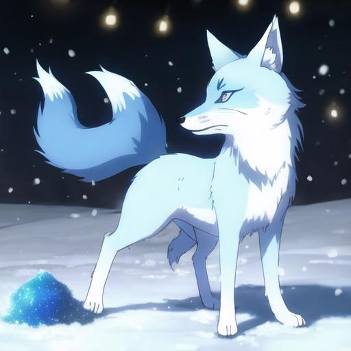 Prompt: blue snow fox