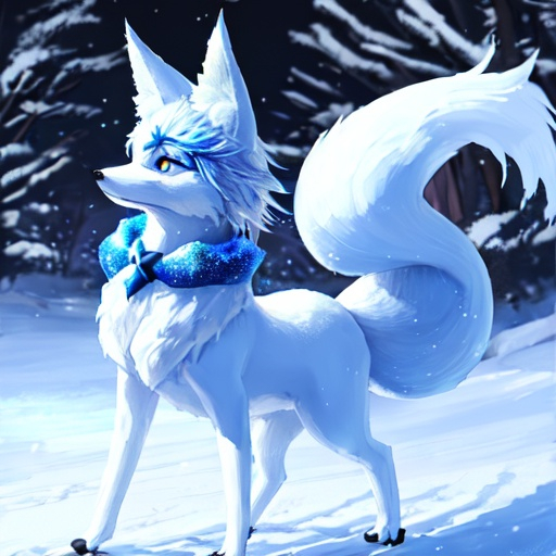 Prompt: blue snow fox