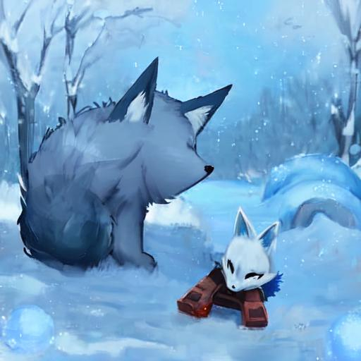 Prompt: blue snow fox