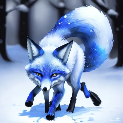 Prompt: blue snow fox