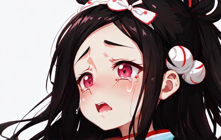 Prompt: nezuko crying