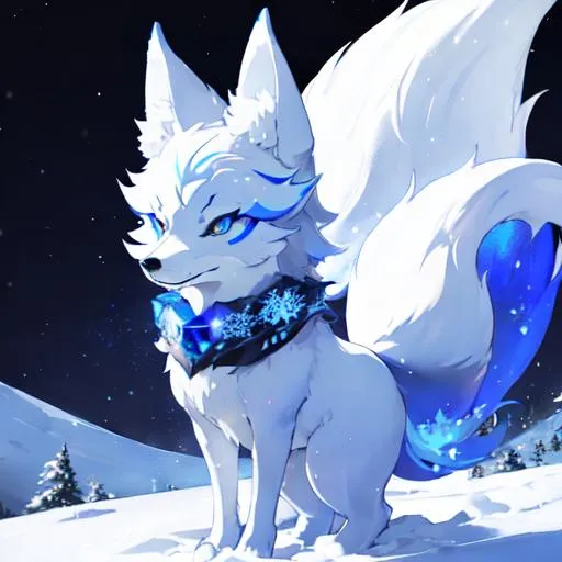 Prompt: blue snow fox